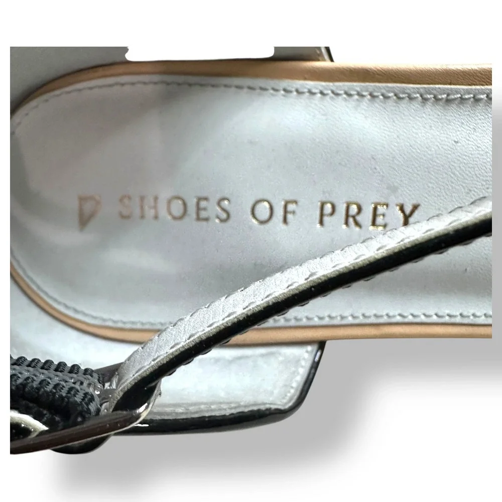 Shoes of Prey Women's Tan Black‎ Patent Leather T Strap Ballet Flats Size 11.5 W